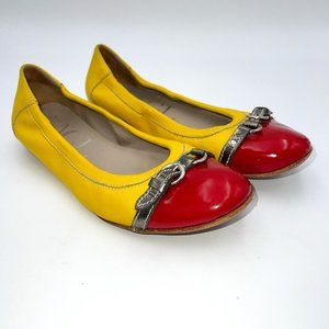 AGL Attillio Giusti‎ Leombruni Cap Toe Ballet Flats Yellow and Pink with …